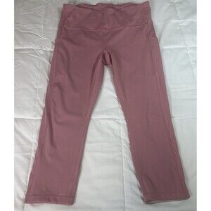 Athleta Leggings Womens Large Rose Pink Ultimate Stash Pocket Capri Yoga Pants